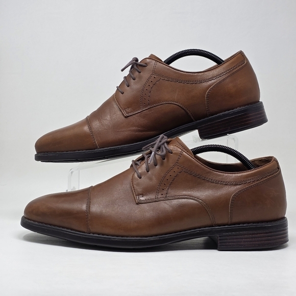 Johnston & Murphy Mens Size 11M Branning Cap Toe Tan Sheepskin Brown Oxford Shoe main image 8